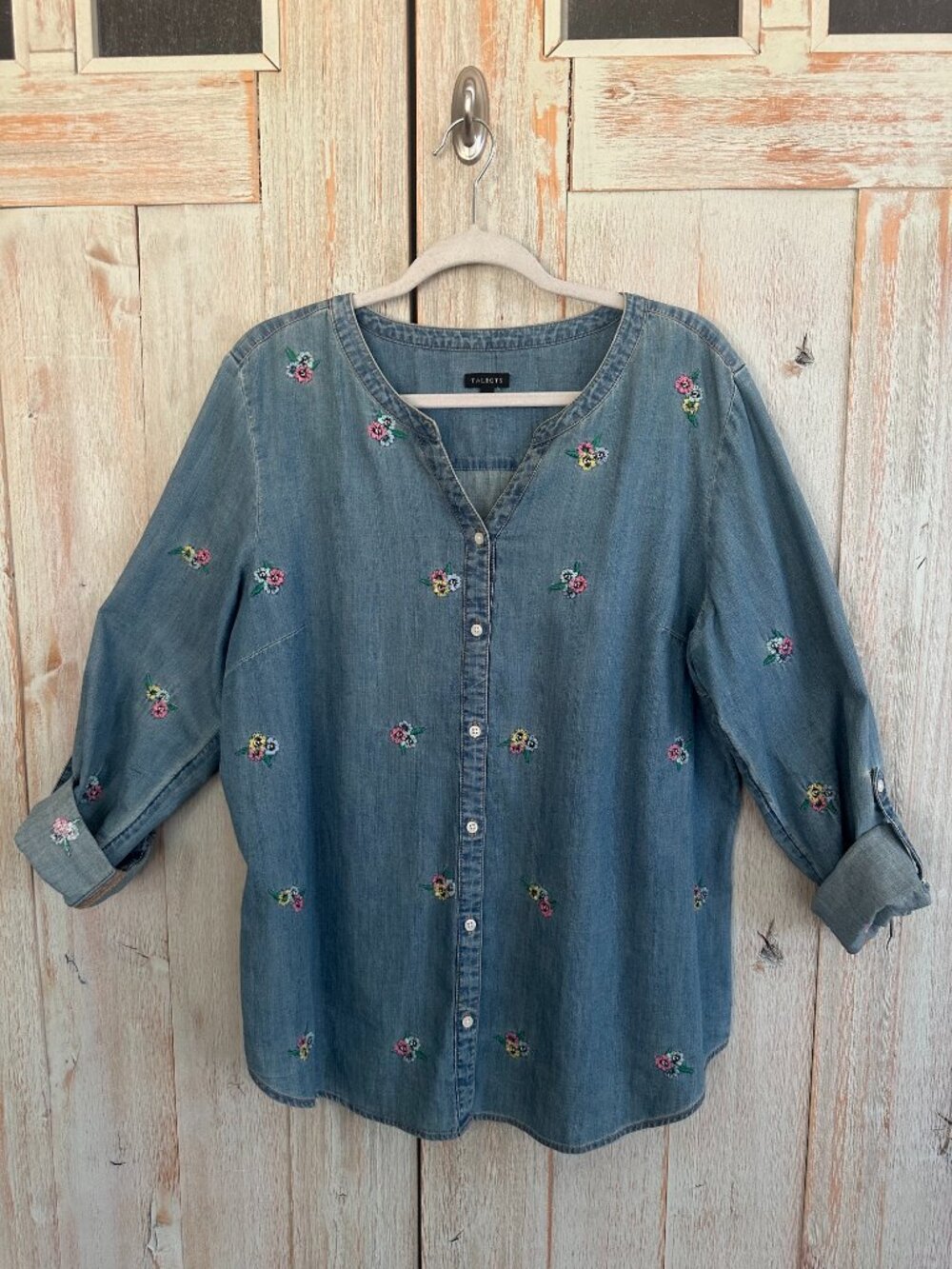 Talbots Embroidered Denim Shirt - Size XL